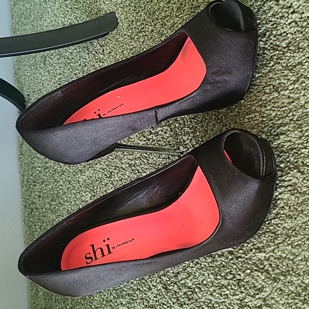 Black steel high heels